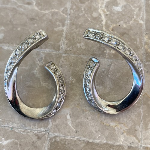 NF 925 STERLING SILVER HOOP EARRINGS With CZ Thailand Cute