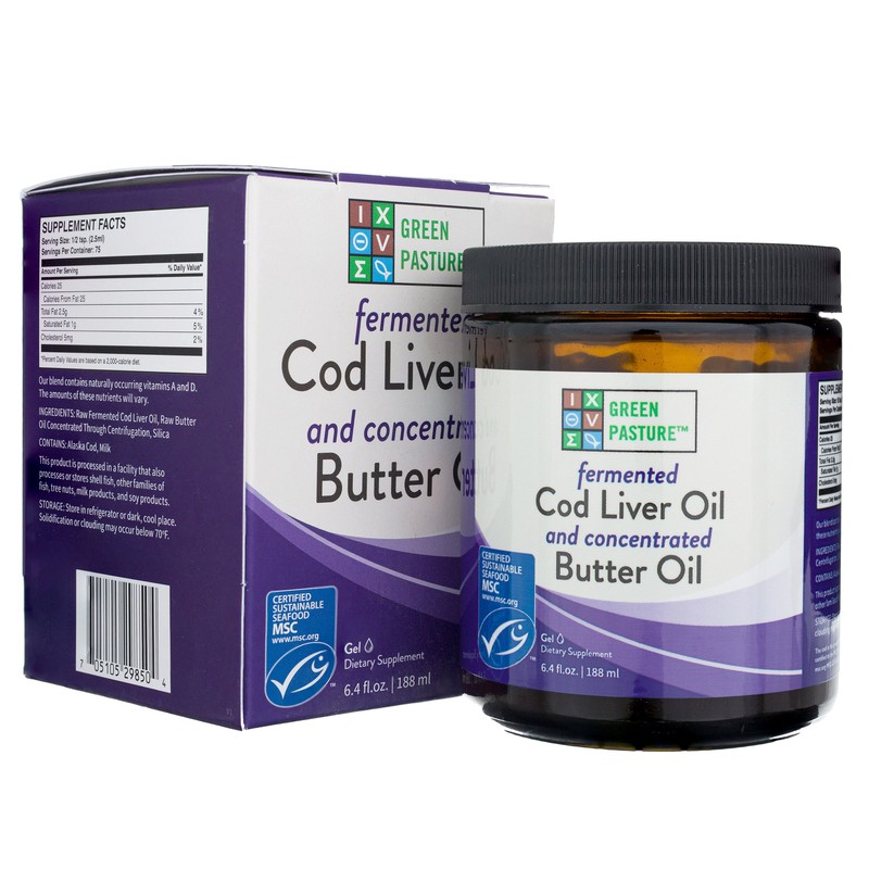 Green Pasture Blue Ice Butter Oil, Lebertran Gel 188 Ml