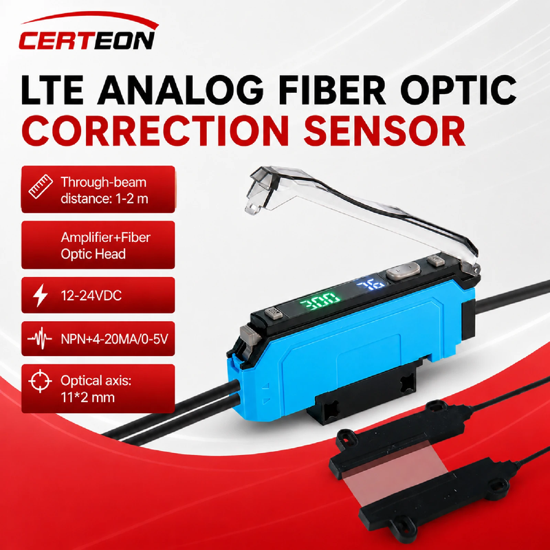61MV LTE11LTE Fiber Optic Sensor Analog Web Edge Guide 4-20mA 0-5V NPN DC12-24V