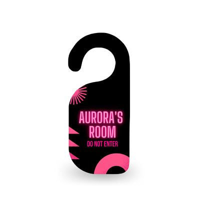 Personalized Pink & Black Wood Door Hanger Do Not Enter Double Side High Gloss