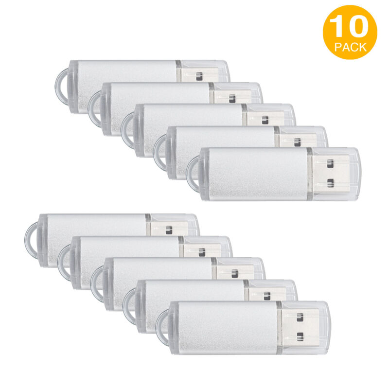 Kootion 10pack 1gb Usb2.0 Flash Drive Thumb Pen Drive Enough Memory Stick Silver