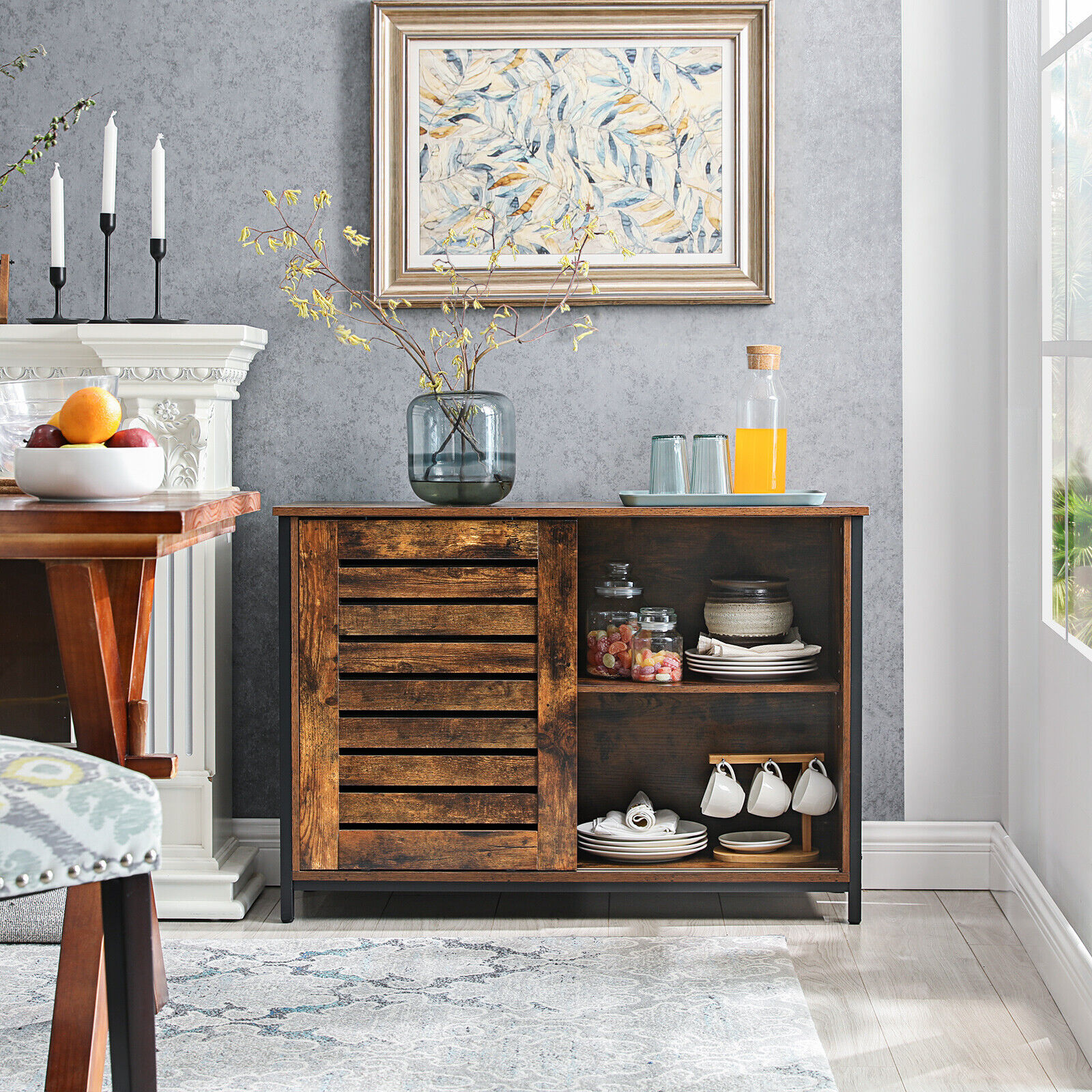 Sideboard, Küchenschrank, Kommode Schrank, mit Schiebetüren,Wohnzimmer LSC081B01