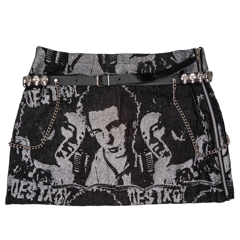 VTG 90s Mosquitohead Sex Pistols UK Punk Skirt & Skull Belt