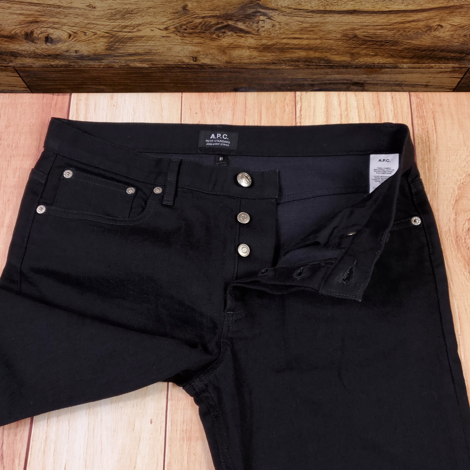 APC PETIT STANDARD Jean Droit Etroit Black Denim Jeans 31 APC PETIT STANDARD Jean Droit Etroit Black Denim Jeans 31