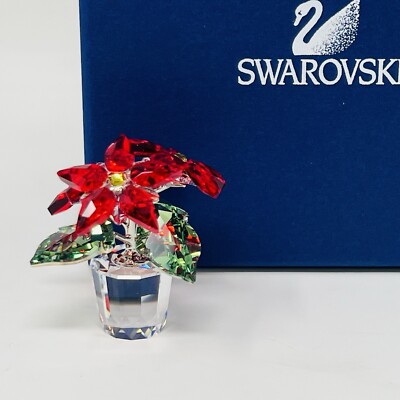 Swarovski Crystal Poinsettia Small Red Green Yellow Figurine 905209