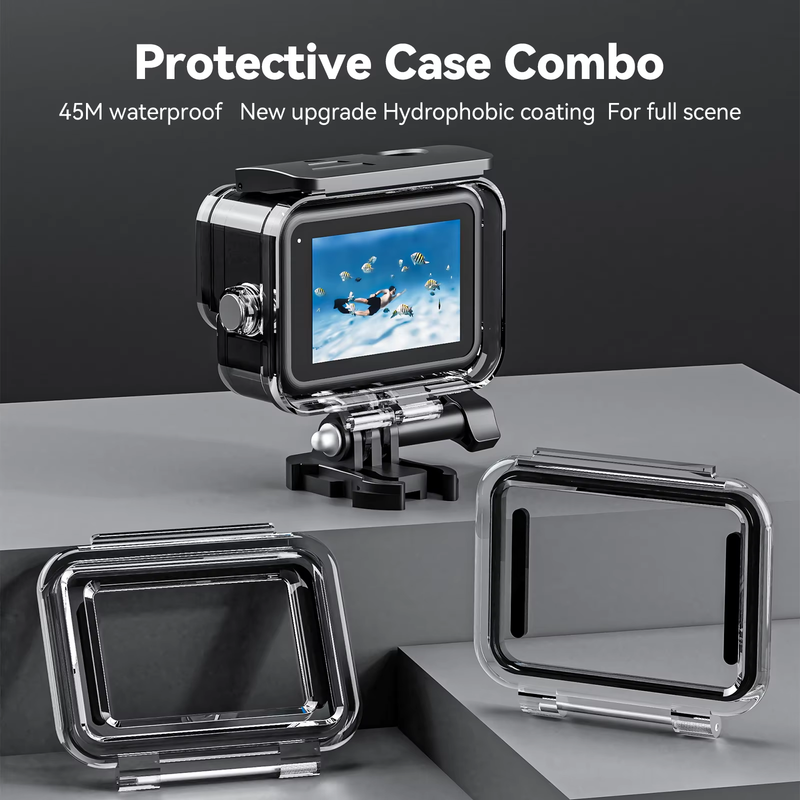Waterproof Case Full Scene Anti-fog Underwater Tempered Glass Lens Diving Housin