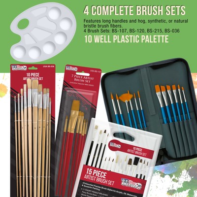 133pc Artist Painting Set, 2 Easels, 72 Paint Colors Acrylic Oil, Canvas, Sketch