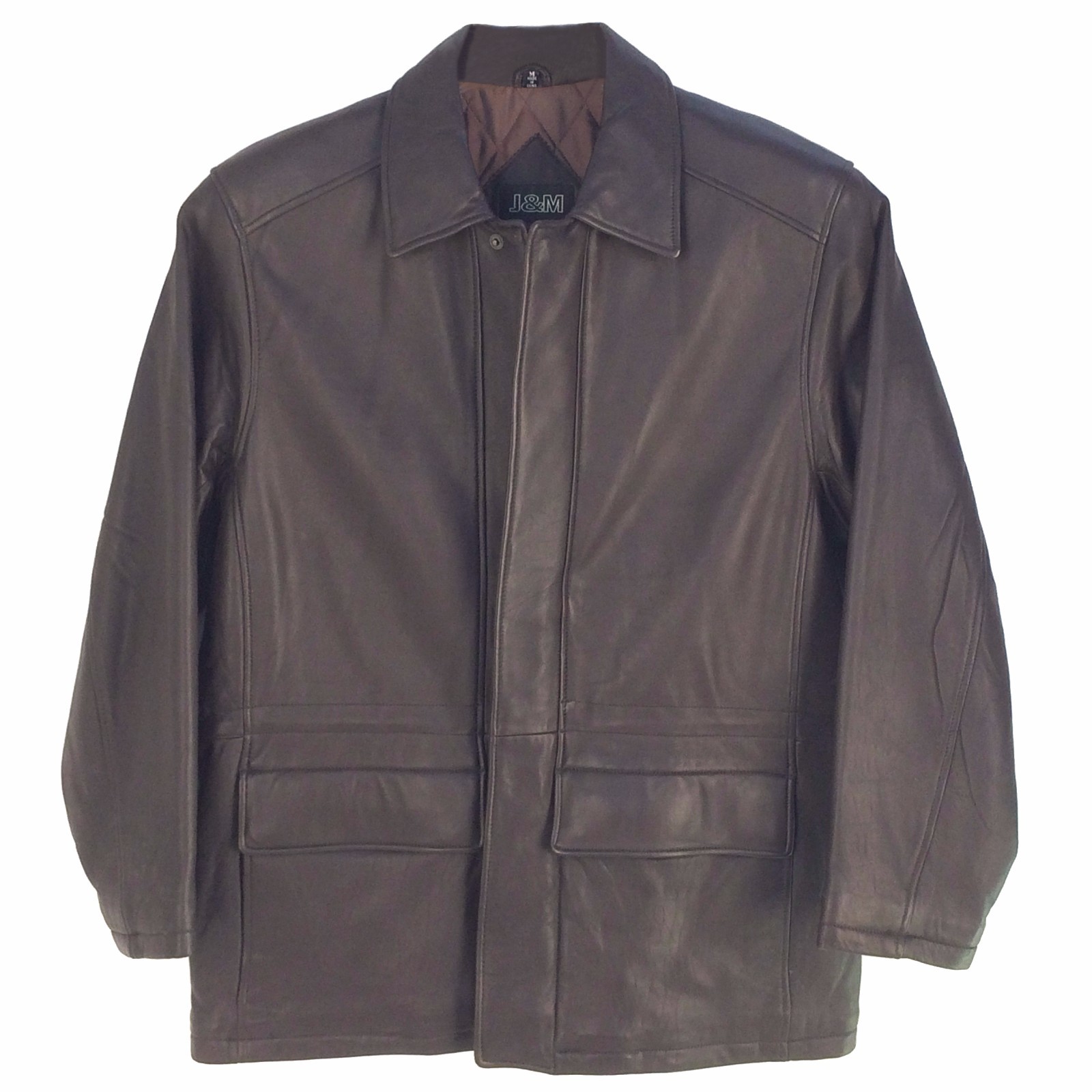 Pre-owned M & M Vintage, M6060verp Brown, J&m 3/4 Length Men Leather Coat