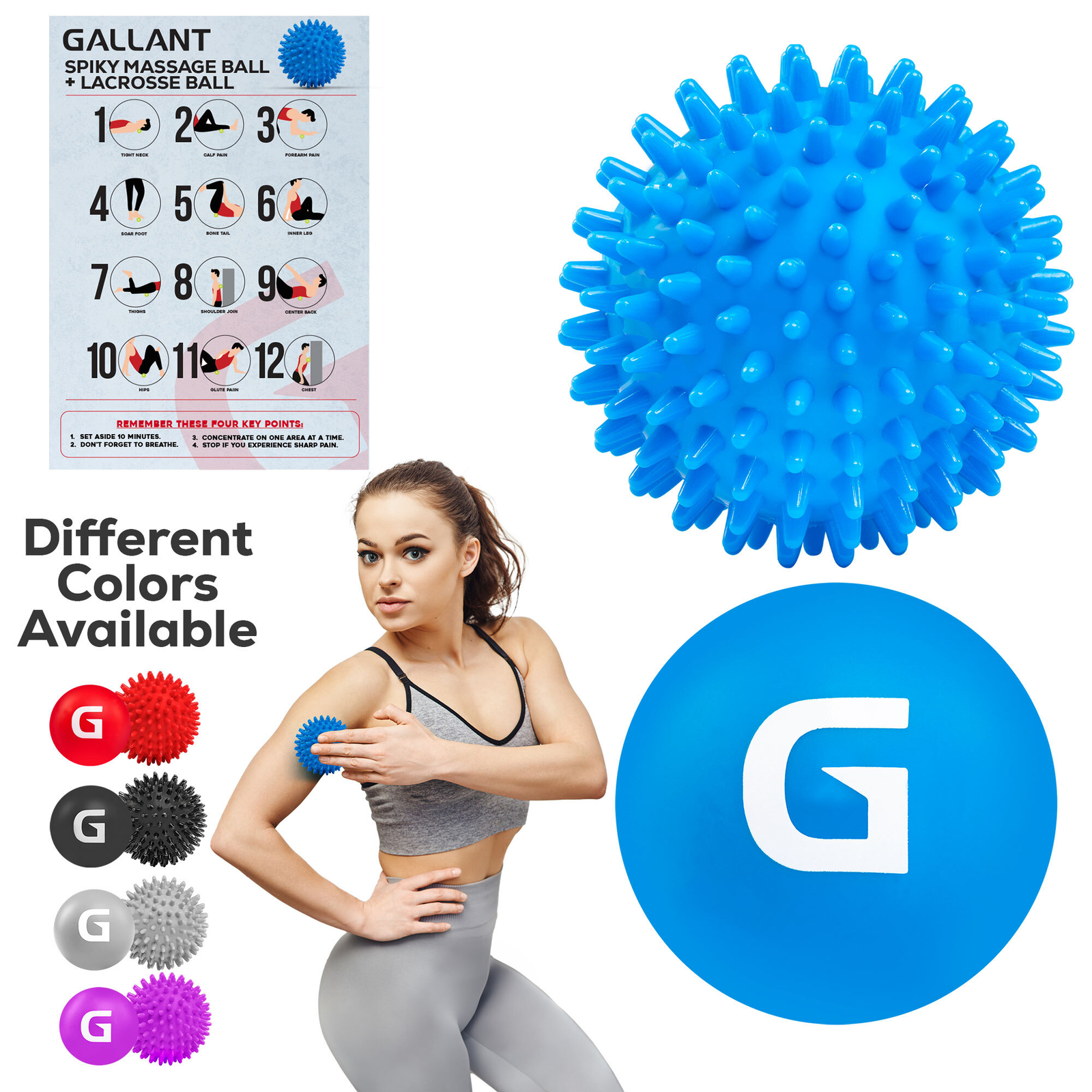 Spiky Massage Ball & Lacrosse Ball Set Trigger Point Therapy Stress Pain Relief
