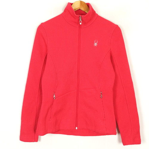 SPYDER ladies fleece jumper size M full zip red pockets activewear