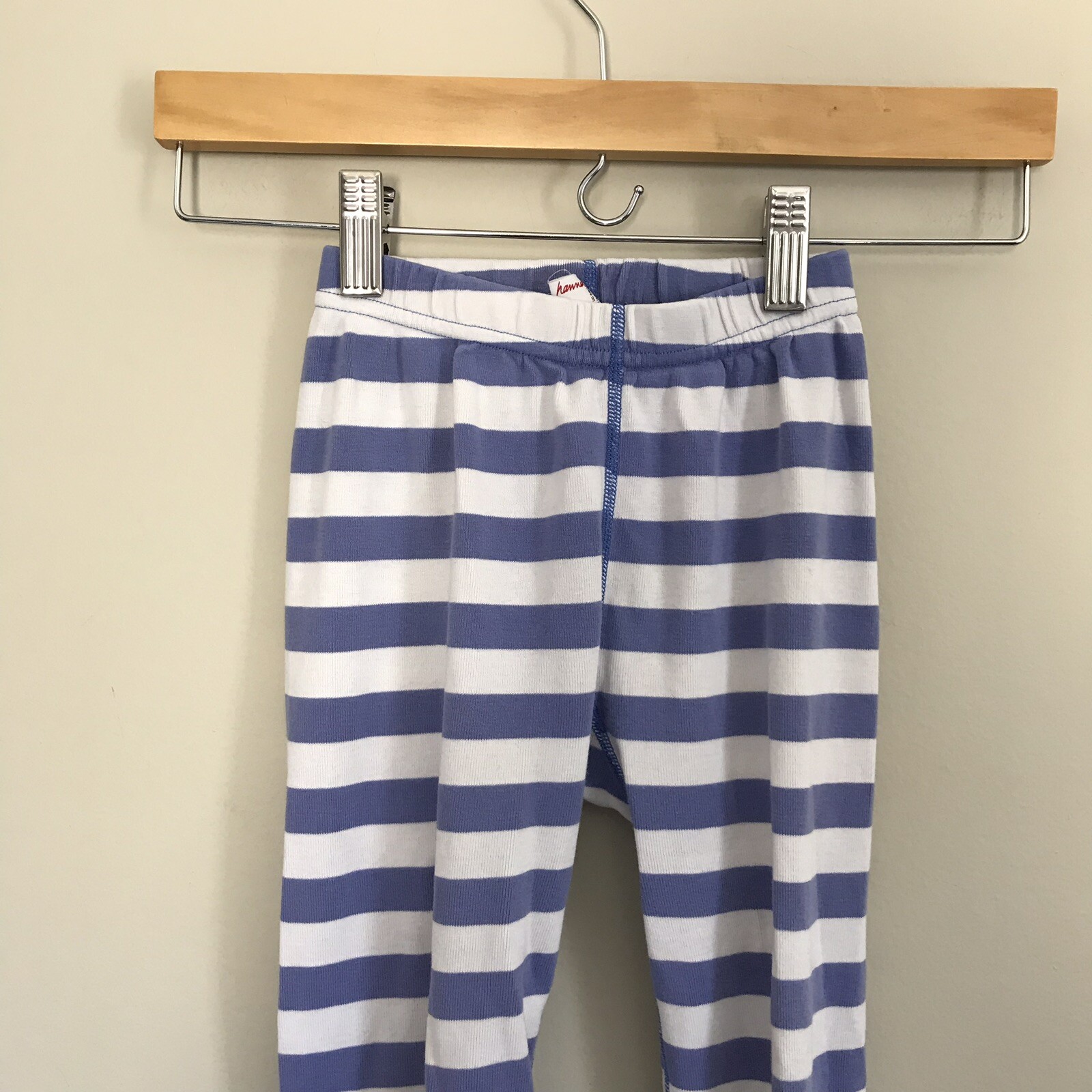Hanna Andersson Kids 100 Girls Boys Striped Pajama Pants White Blue Long John A5