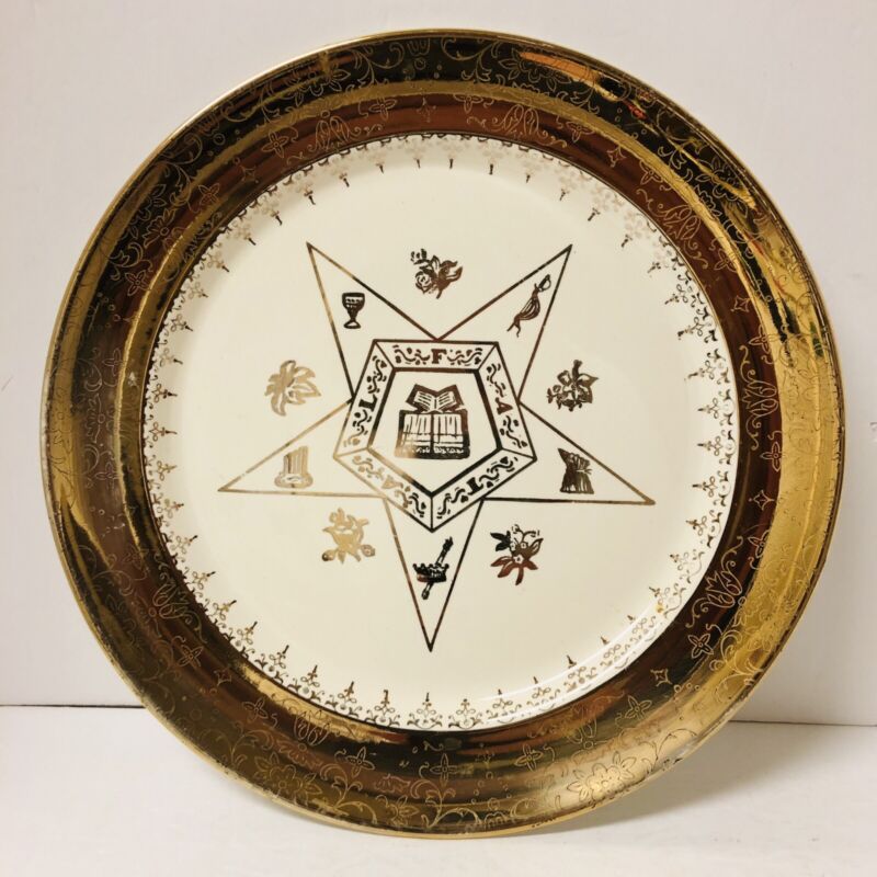 Vintage FATAL Plate Order Of The Eastern Star Crest O Gold Sabin 22K