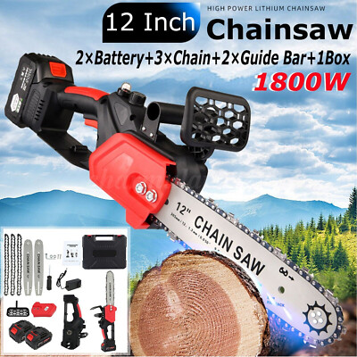 12'' Cordless Chainsaw 21V Brushless Electric Handheld Chain Saw w/Battery&Charge
