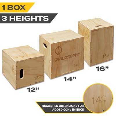 3 in 1 Wood Plyometric Box, Jump Box for Training & Conditioning