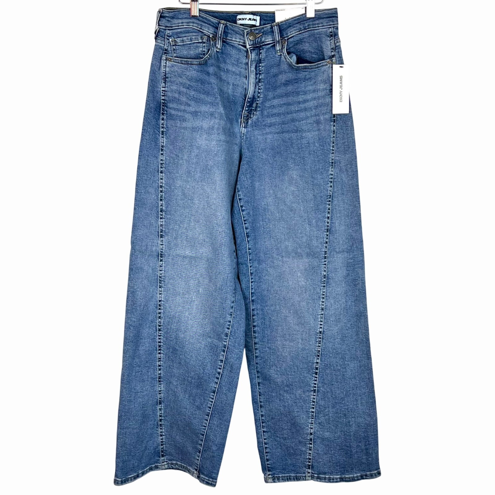 DKNY Jeans Womens Wide Leg High Rise Denim Pants 12/31 Blue