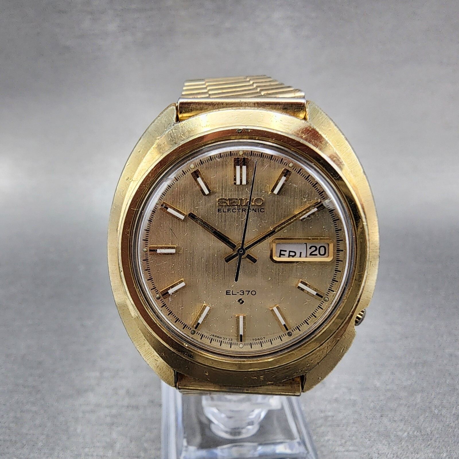 7-3844 SEIKO 3703-7029 EL-370 ゴールド腕時計 Seiko Electronic EL-370 Watch Men 38mm Champange Dial Gold Tone