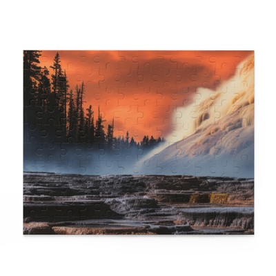 Puzzle (120, 252, 500-Piece) HARD Yellowstone Park Red Evergreen Trees River 