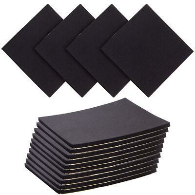 10 Pack Adhesive Foam Padding 1/4 Inch Thick Neoprene Rubber Sheets, Black, 6x6''