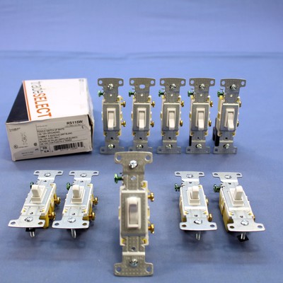 10 Hubbell RESIDENTIAL White Single Pole Toggle Light Switches 15A 120V RS115W