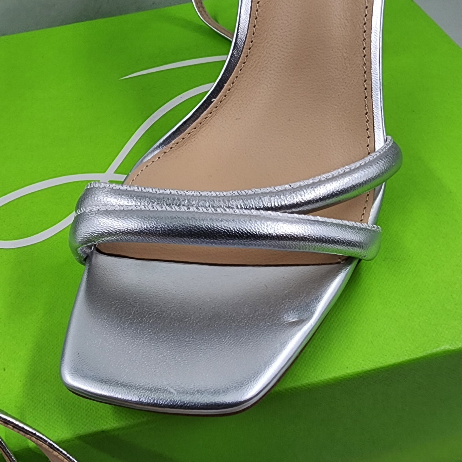 Sam Edelman Kia Ankle Strap High Heel Sandals Women's 9.5 Silver Buckle Closure - Picture 6 of 12