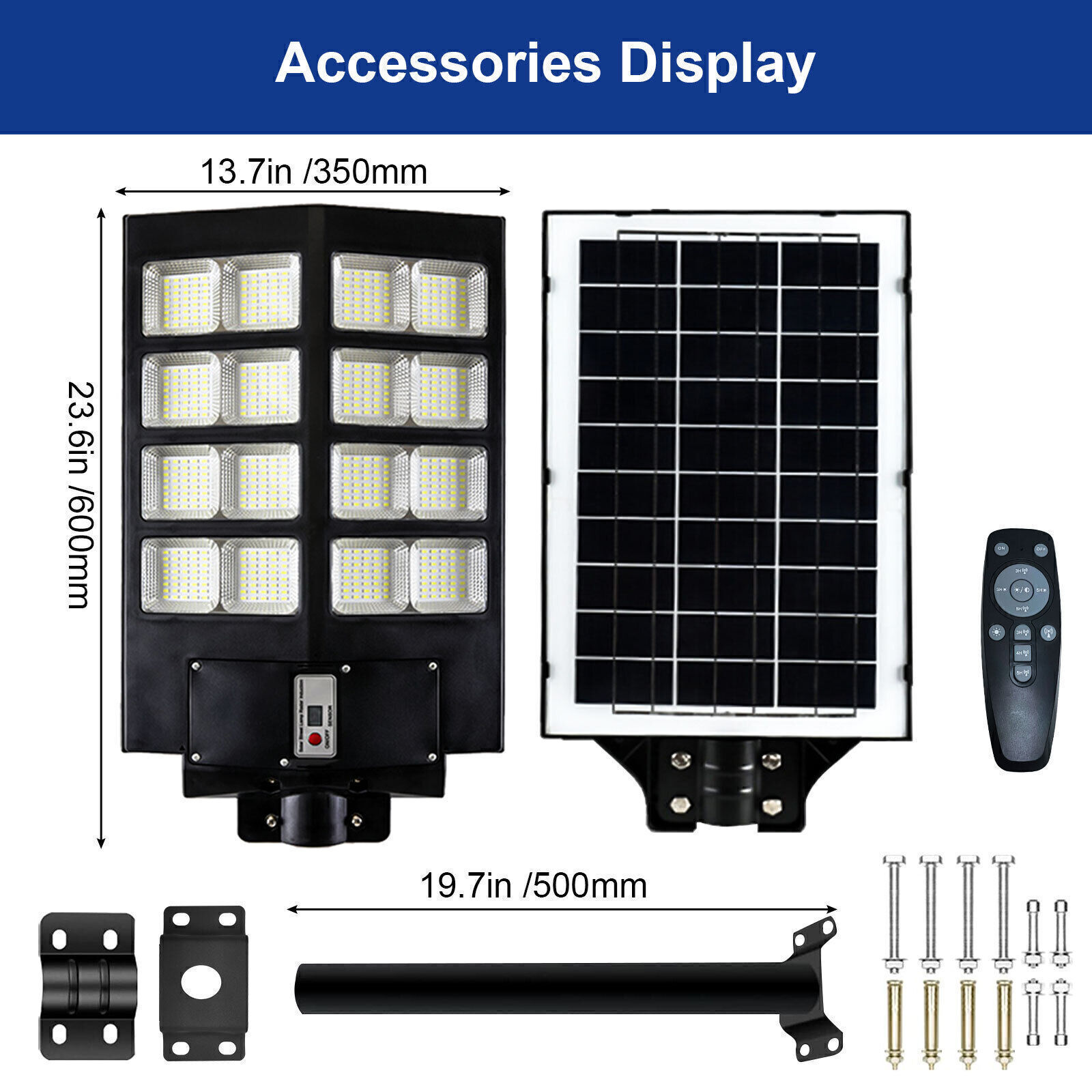 1000W Commercial Solar Street Light Flood Lamp LED Area Dusk To Dawn Wall Lamp