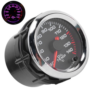 Oil Temperature Gauge 52mm/2.0in 40 140  Display 7 Colors Backlight Black Dial