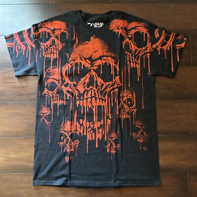 Brand New Liquid Blue Black Red Skulls Dripping Melting Bred Size Medium M