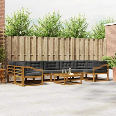 Outdoor Sofa Set with Cushion 8 pcs Natural and Anthracite