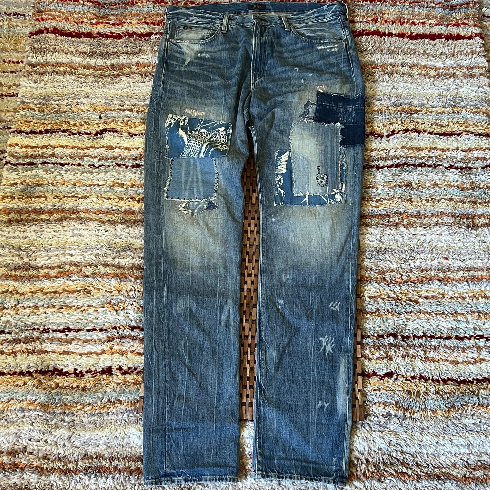 美品！90-00's POLO JEANS RALPH LAUREN 160 The Slim Tapered Patchwork Jean
