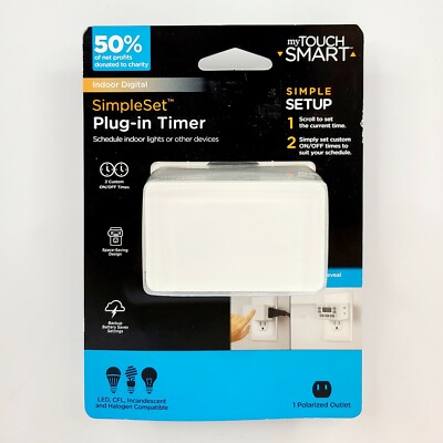 Jasco My Smart Touch Simple Set Plug In Digital Timer, 2 Settings Battery Backup