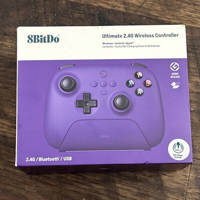 8Bitdo Ultimate 2.4G Wireless Controller Purple Hall Effect Joystick New Window