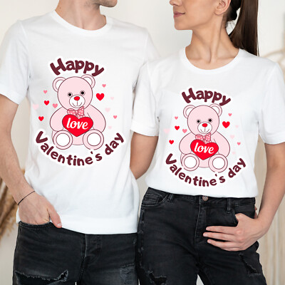 Happy Valentine's Day Cute Bear Love Goals Couple Matching T-Shirts #VD
