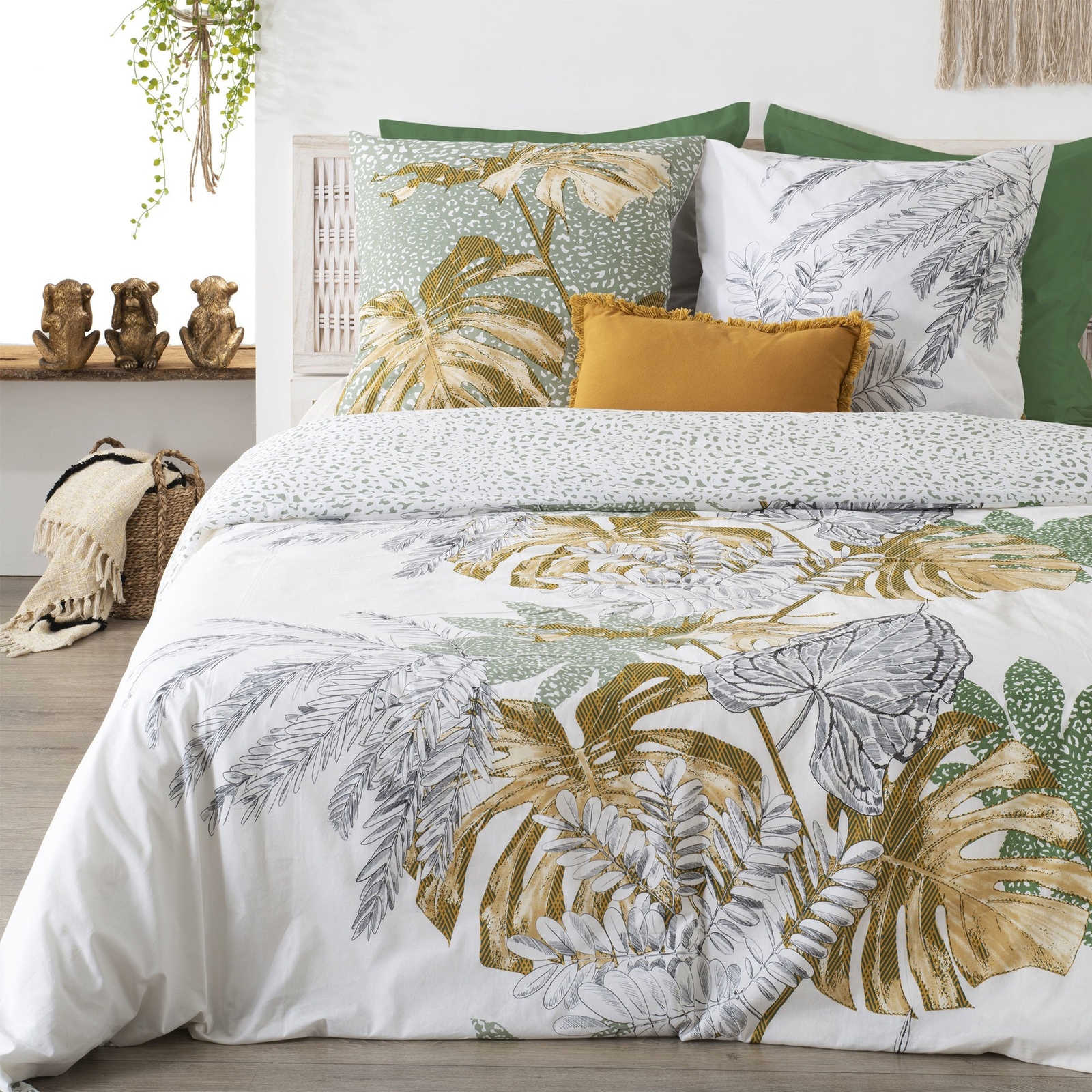 Baumwolle Bettwäsche Set für 2 Personen MONESTERA, 240x220 cm - Atmosphera