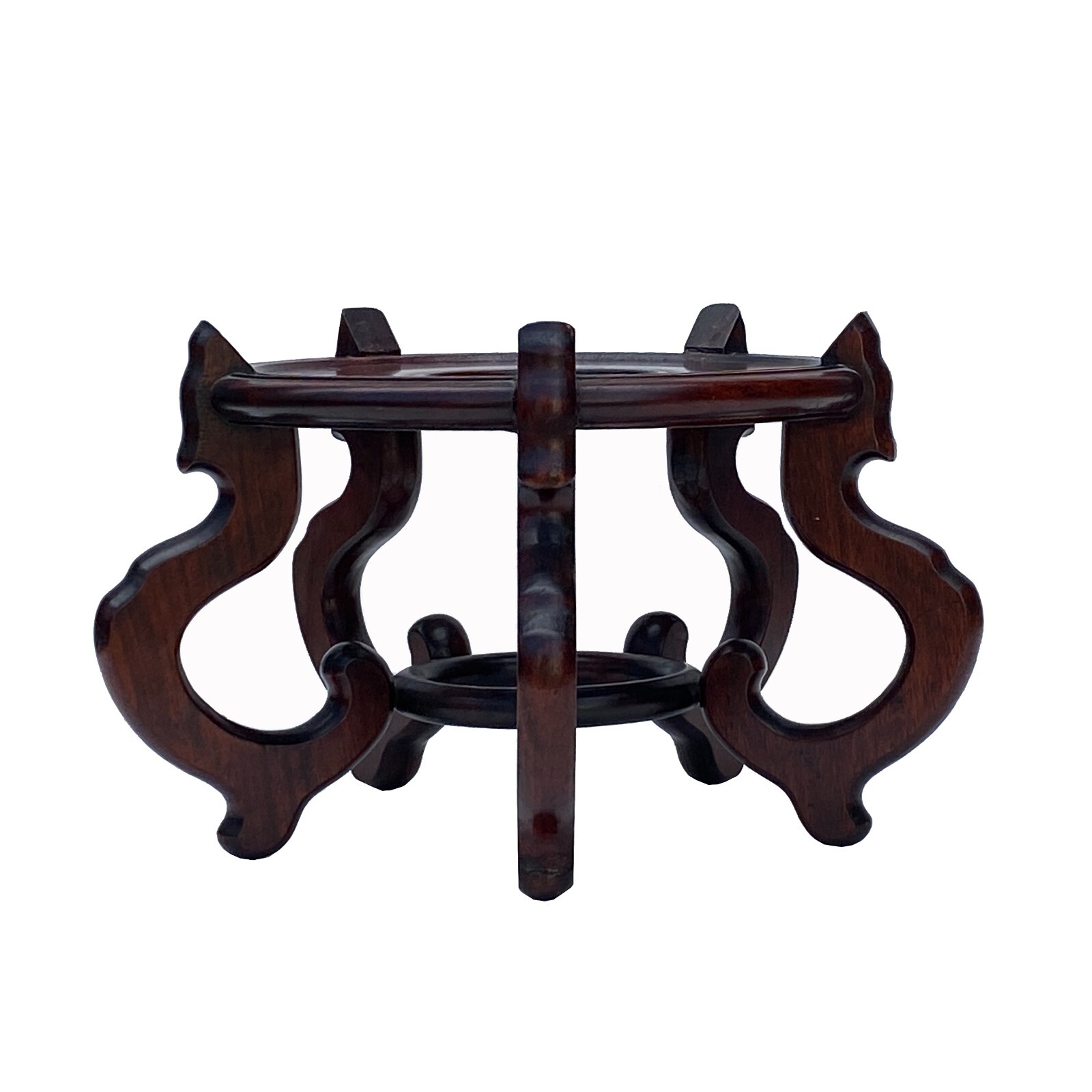 Chinese Brown Wood Round Table Top Stand Display Easel 10 Chinese Brown Wood Round Table Top Stand Display Easel 10