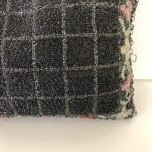 Antique Victorian Beaded Pin Cushion Jet Beads