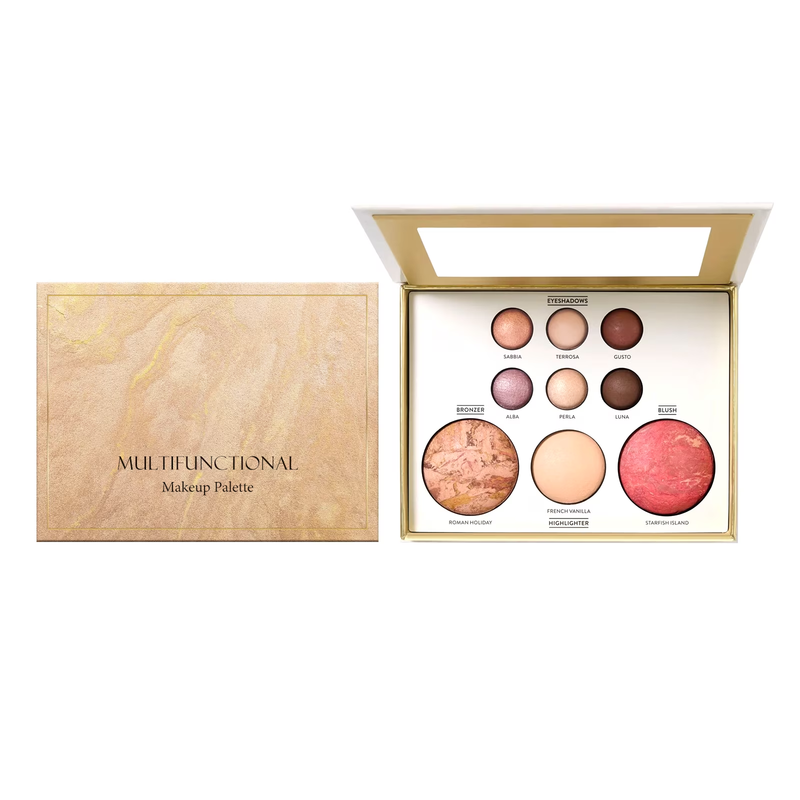 All-In-One Eyeshadow Palette with Contour, Blush, and Highlighter for Daily & Pa