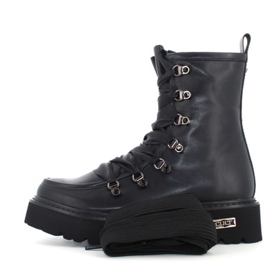 Pre-owned Cult A23us Women's Combat Boots With Platform Clw390800 Slash 3908 Mid W Leather In Black