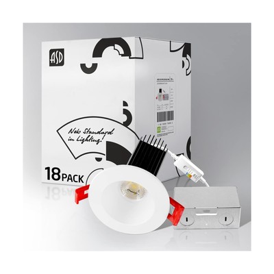 ASD 2 Inch LED Recessed Lighting with Junction Box, 15W 1100 Lm, Dimmable Ant...