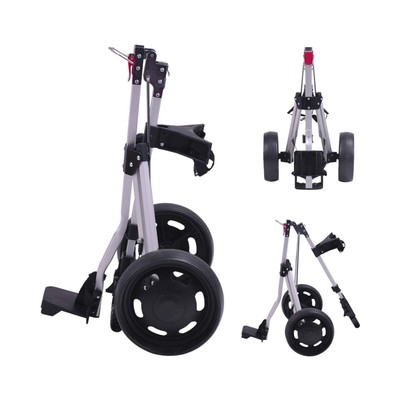 How True 2 Wheel Foldable Golf Push Cart Collapsible Golf Trolley Push Pull G...