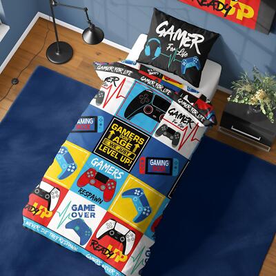 Gamer For Life Singolo Copripiumino e Federa Set Livelle Gioco 2-in-1 Disegni