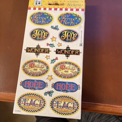 Mary Engelbreit Holdiay Christmas Stickers 1 pkg (2 Sheets) Joy Hope Peace