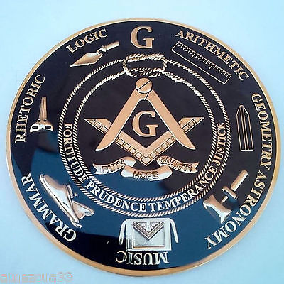 Freemason Masonic Love For Arts Car Emblem Heavy Alloy Golden And Black Finish