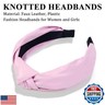 Huachi Knotted Leather Headbands for Women - Pink, Cute Fashion Top Knot Headband for Girls