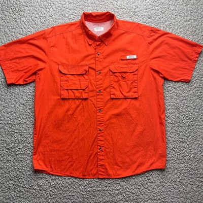 Gander Mountain Shirt Mens XL Red Performance Fishing Vented Cargo Short Sleeve