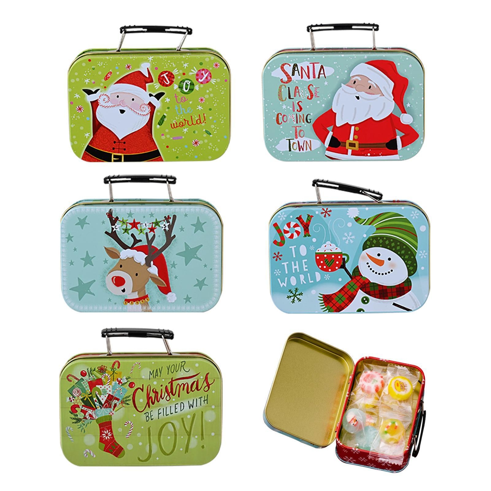 Es With Lid Iron Candy Jar Christmas Bakery Tins