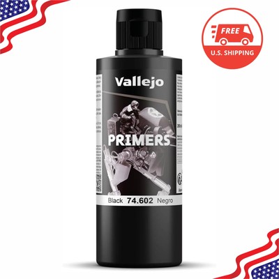 Vallejo Black Primer Acry-Poly 200ml Paint Fast Drying Smooth Finish All Surface