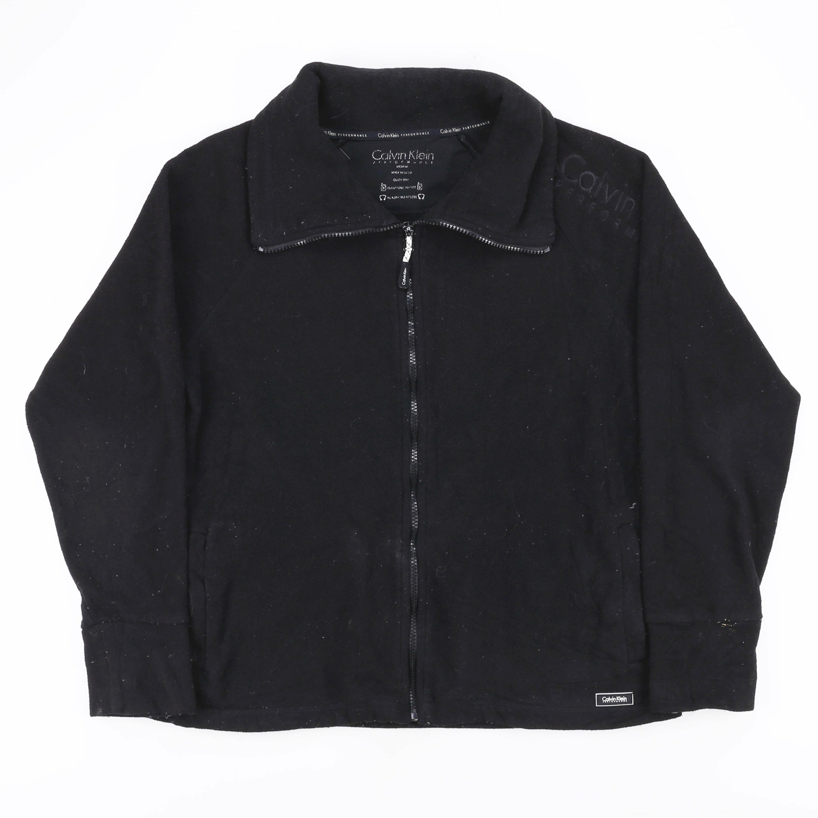 Vintage CALVIN KLEIN Black Full Zip Sports Fleece Jacket Women's Size