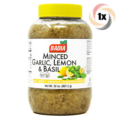 1x Jar Badia Minced Garlic Lemon & Basil | 32oz | Gluten Free & Kosher