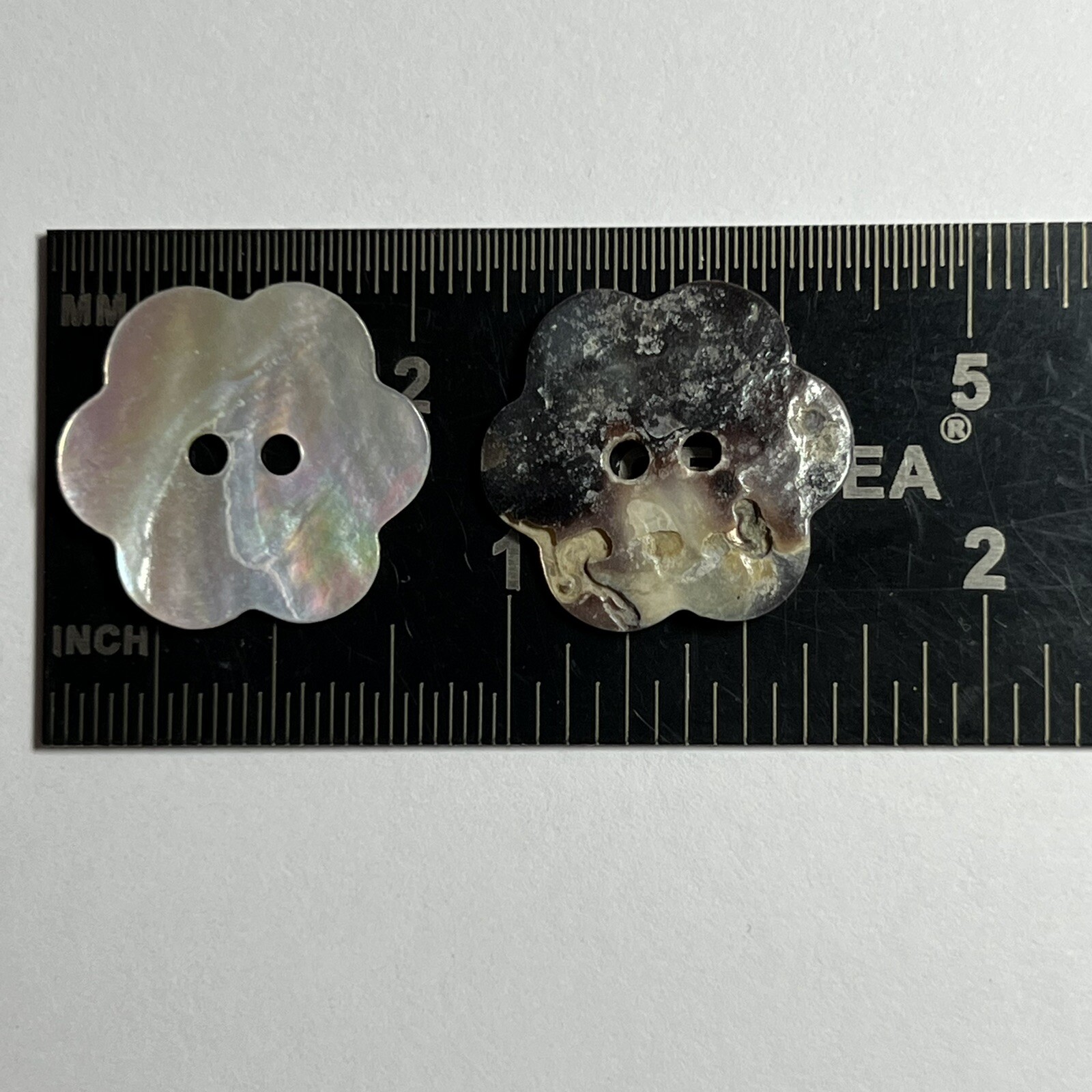 FLOWER Shape Real Mother Of Pearl Shell Rainbow/Iridescent Button MOP 5 sizes 2h