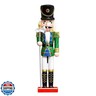 CSR DREAM 15 Inch Christmas Decorations Nutcracker Ornaments,Wooden Nutcracker Figures,Festive Collectible Nutcracker Gift for Table Desktop Fireplace Thanksgiving Christmas Decor,AxeSoldier(Green)